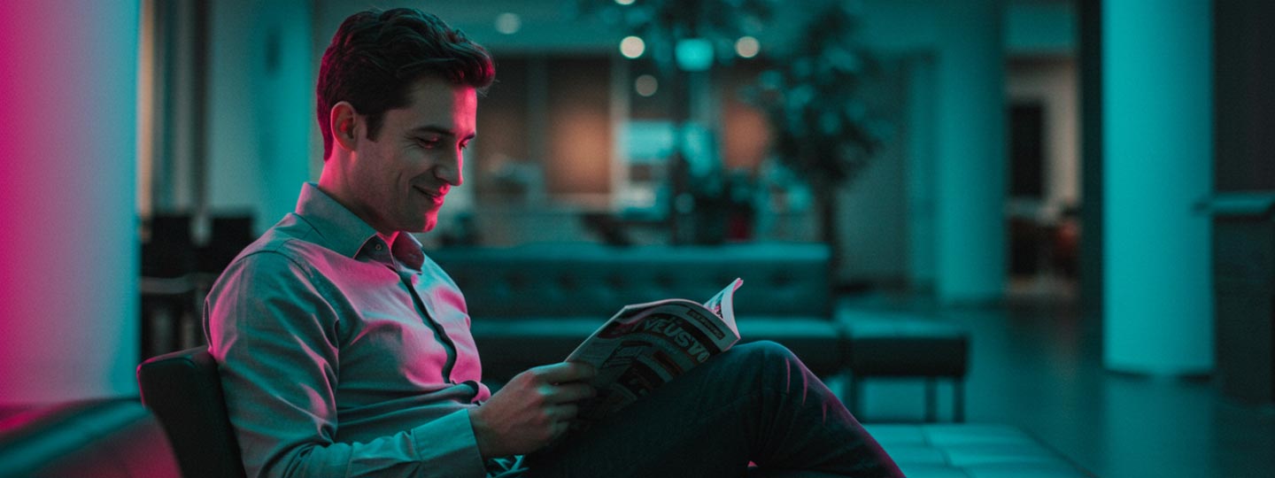 Men reading news paper