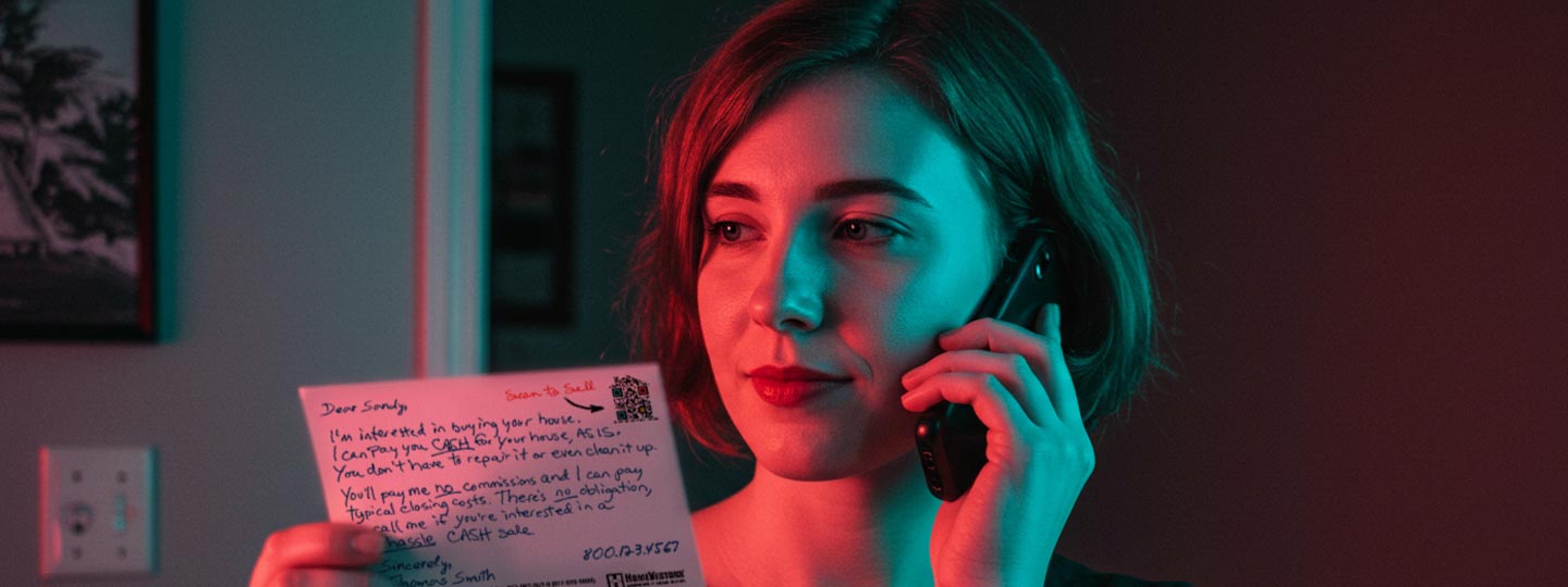girl with postcard