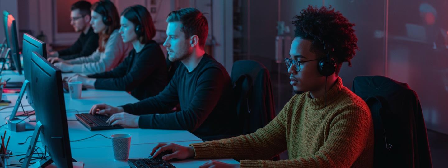 team working on system