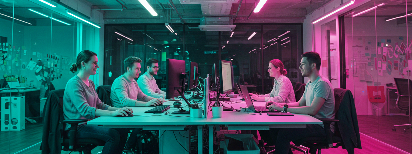 Team working on system