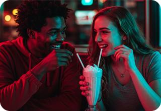 ML-3 Men and women having juice
