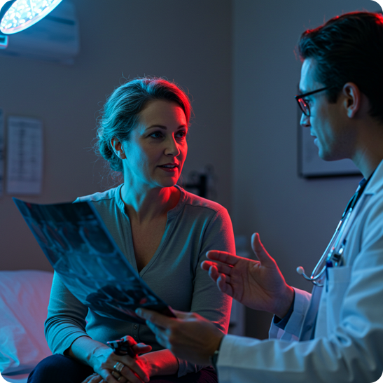 Doctor reviewing a scan with a patient