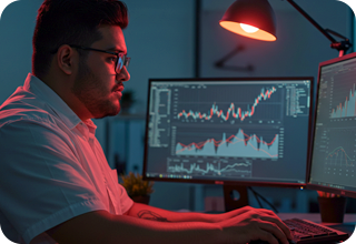 Guy working on computer screen