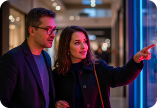 Couple watching things on screen